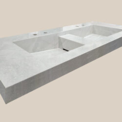 Top lavabo integrato a doppia vasca con canalina